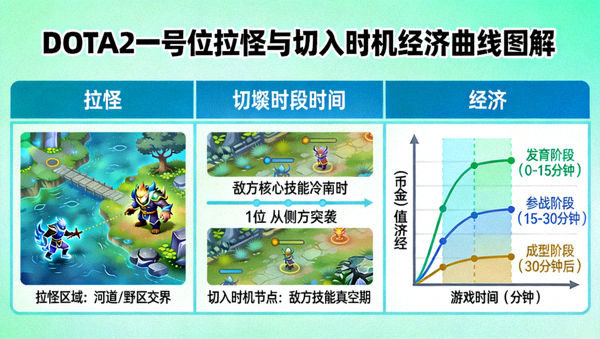 DOTA2一号位拉怪与切入时机经济曲线图解